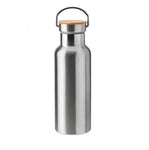 Personalisierte Edelstahl-Trinkflasche mit Bambusdeckel, 750 ml